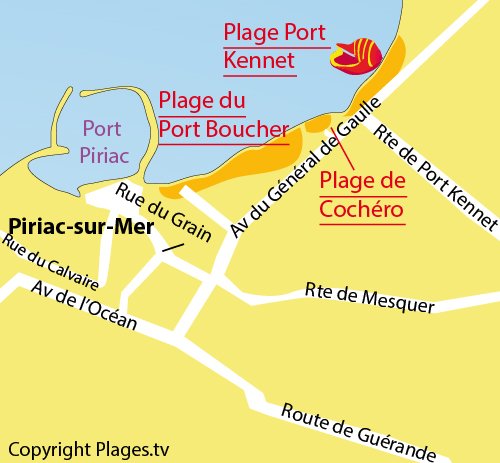 Plan de la plage de Port Kennet à Piriac