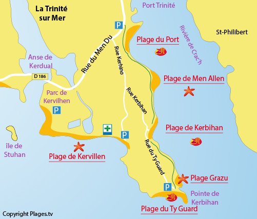 Map of Port Beach in La Trinité sur Mer