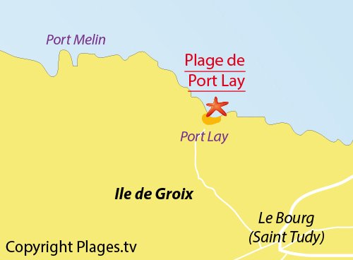 Carte de la plage de Port-Lay sur l'ile de Groix