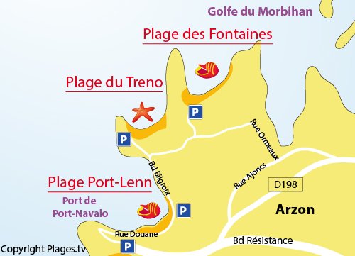 Carte de la plage de Port Lenn à Arzon