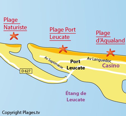 Map of Port Leucate beach in France