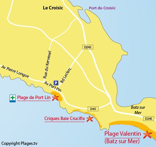 Map of Port Lin beach in Le Croisic - France