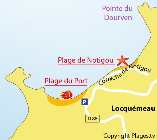 Carte de la plage du Port de Locquémeau