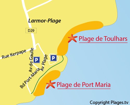 Carte de la plage de Port-Maria à Larmor