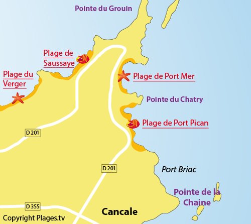 Plan de la plage de Port Mer à Cancale