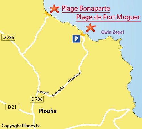 Carte de la plage de Port Moguer en Bretagne