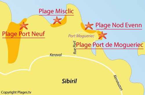 Carte de la plage de Port de Mogueriec à Sibiril