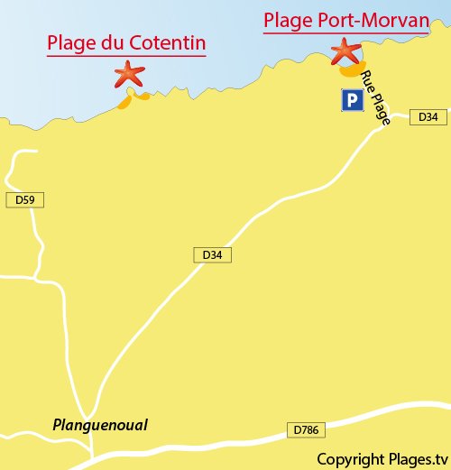 Carte de la plage de Port Morvan à Planguenoual