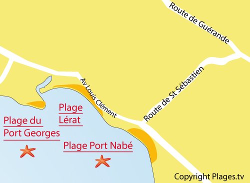 Plan de la plage de Port Nabé à Piriac sur Mer