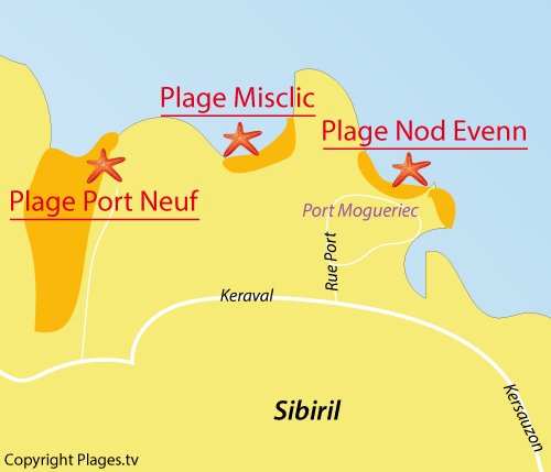 Carte de la plage de Port Neuf à Sibiril