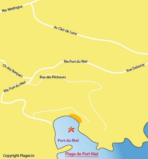 Map of Niel Port Beach in Hyères - Giens