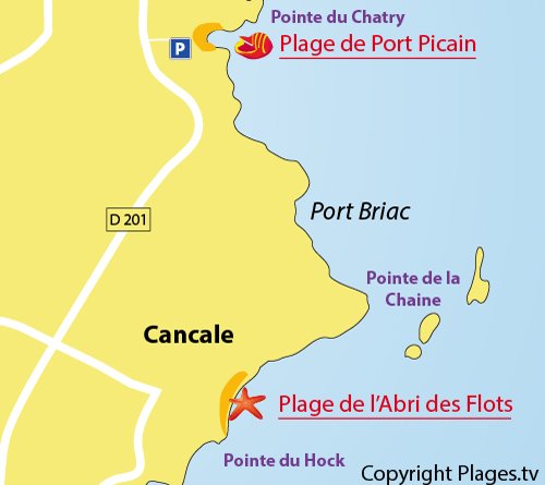 Map of Port Picain Beach in Cancale