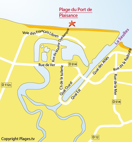 Carte de la plage du Port de Plaisance de Courseulles