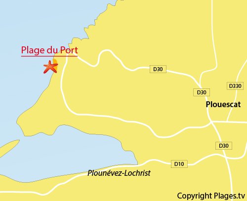Carte de la plage du Port de Plouescat