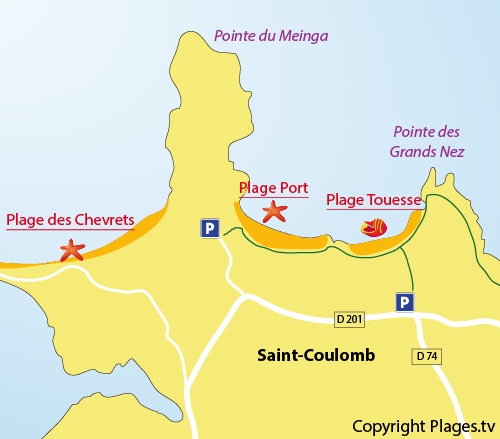 Carte de la plage du Port à Saint Coulomb