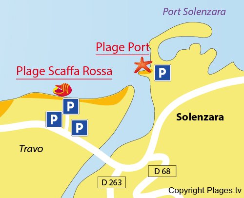 Carte de la plage dans le port de Solenzara