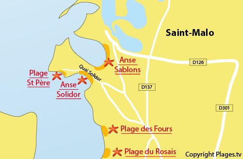 Plan de la plage de St Pere de St Malo