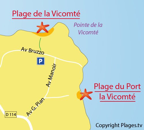 Plan de la plage de Port la Vicomte à Dinard