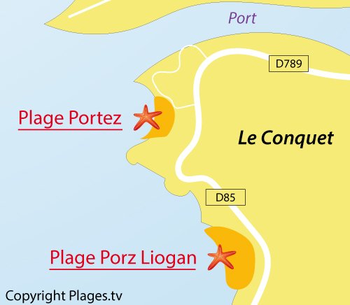 Carte de la plage de Portez à Le Conquet