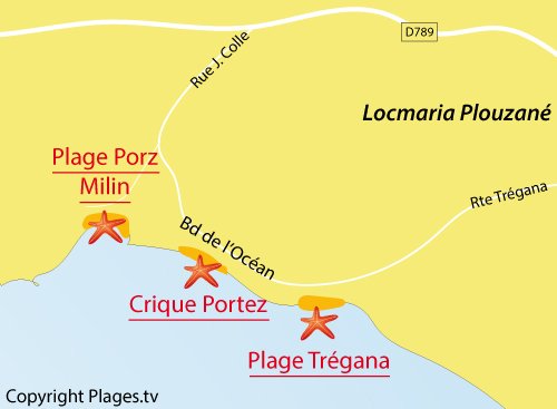 Carte de la plage de Portez à Locmaria Plouzané
