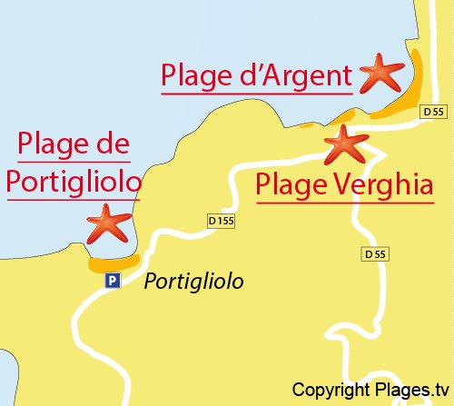 Map of Portigliolo Beach in Coti Chiavari