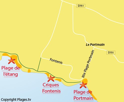 Carte de la plage de Portmain à Pornic