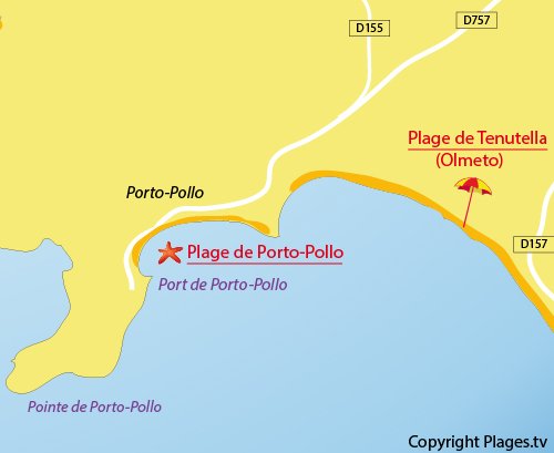 Mappa della spiaggia di Porto Pollo (Corsica)