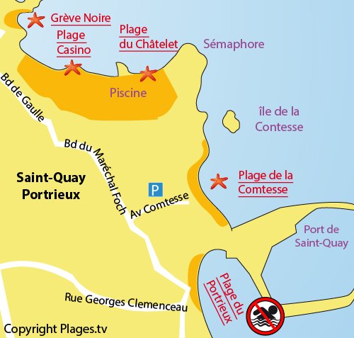 Map of Portrieux beach in Saint Quay Portrieux in France