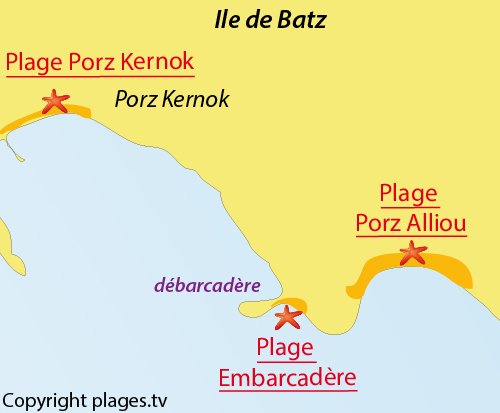 Carte de la plage de Porz Alliou à Batz