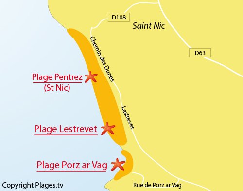 Carte de la plage de Porz ar Vag en Bretagne