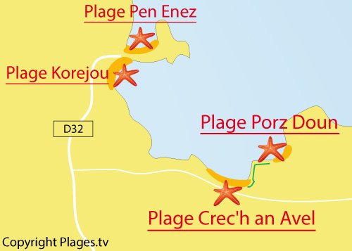 Carte de la plage de Porz Doun à Plouguerneau