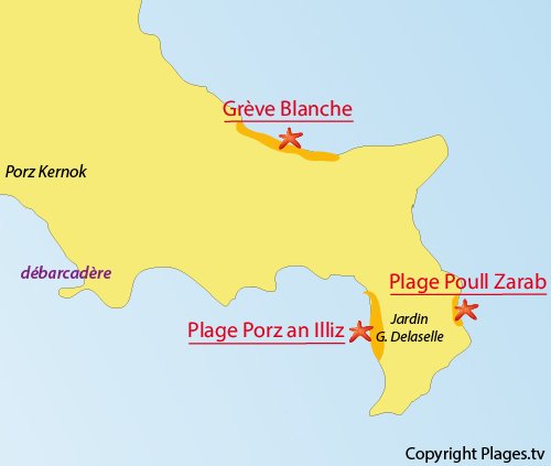 Localisation de la plage de Porz an Illiz sur l'ile de Batz