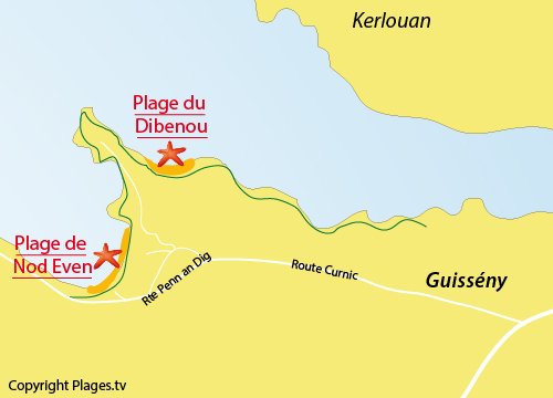 Carte de la plage de Nod Even - Guissény