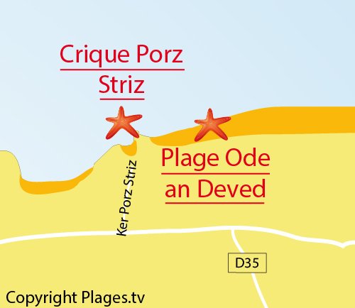 Map of Porz Striz Cove in Cléder