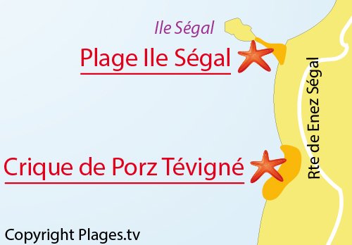 Carte de la plage de Porz Tévigné à Plouarzel