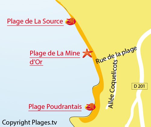 Carte de la plage de Poudrantais - Pénestin