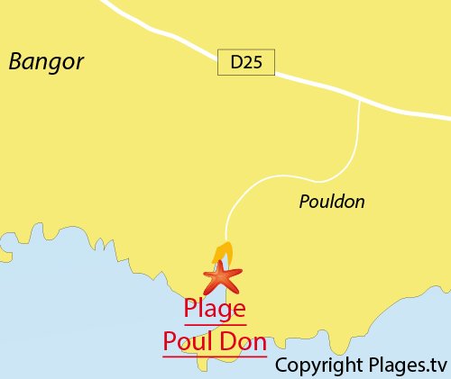 Map of Poul Don Beach in Belle Ile en Mer