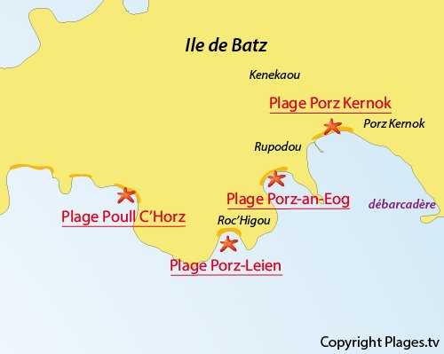 Map of Poull C'horz Beach - Batz island