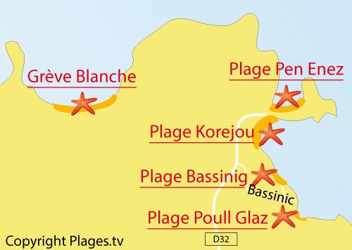 Carte de la plage de Poull Glaz à Plouguerneau