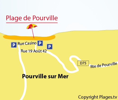 Carte de la plage de Pourville sur Mer