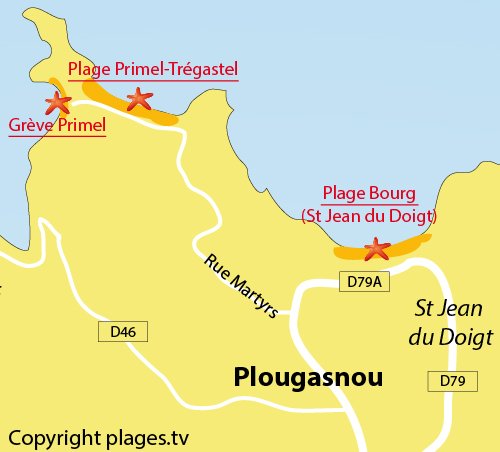 Carte de la Grève de Primel à Plougasnou