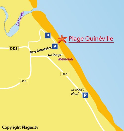 Carte de la plage de Quinéville