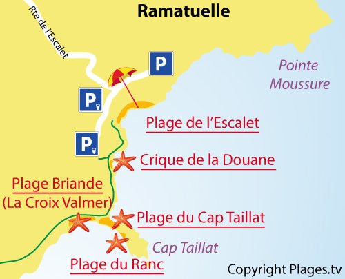 carte de la plage du Ranc à Ramatuelle