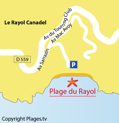 Map of the Rayol Beach in France