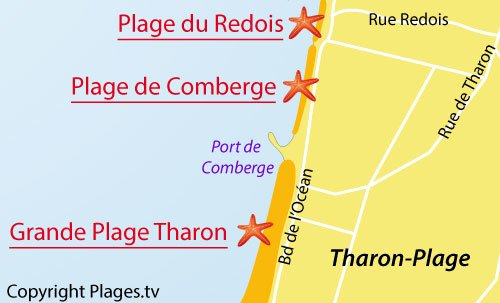 Carte de la plage du Redois - St Michel Chef Chef