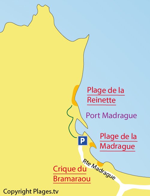 Map of Reinette Beach in St Cyr sur Mer