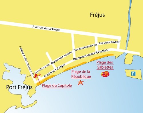 Map of Republic Beach in Fréjus