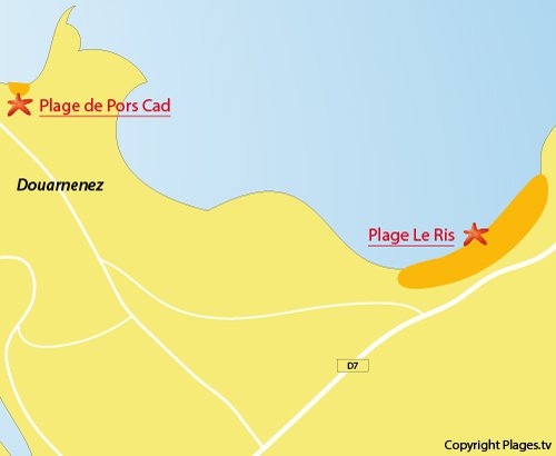 Carte de la plage du Ris à Douarnenez