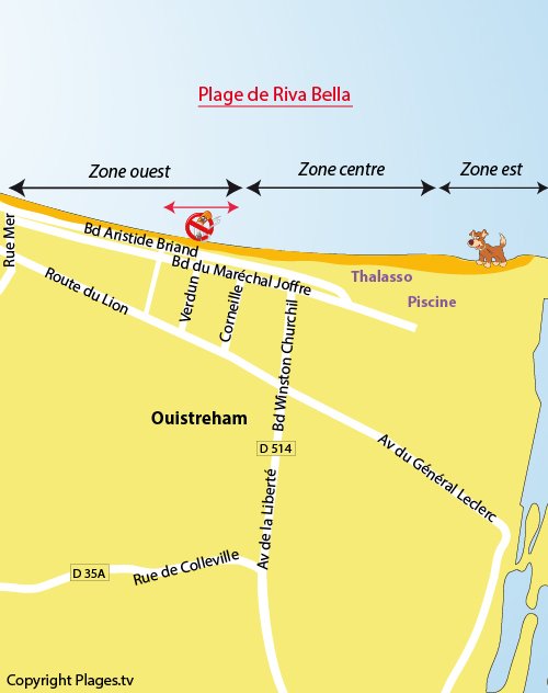 Map of Riva Bella beach in Ouistreham 