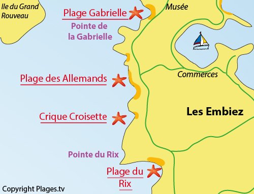 Plan de la plage du Rix sur l'ile des Embiez